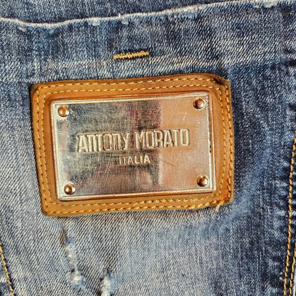 Antony Morato Mens 38x34 Distressed Slim Fit Jeans Italian Blue Denim Casual - Picture 4 of 16